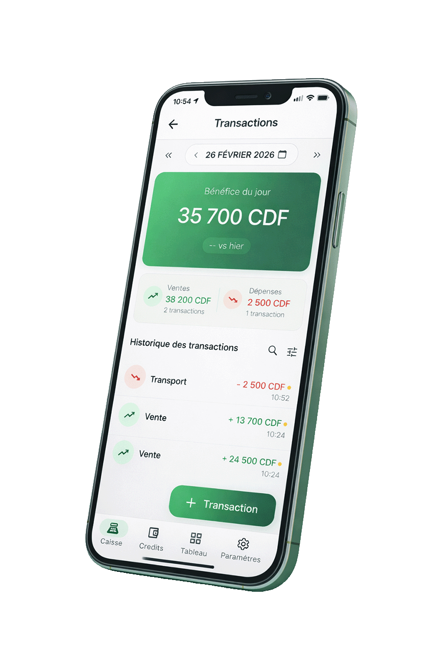 Application Mosungi - ecran des transactions