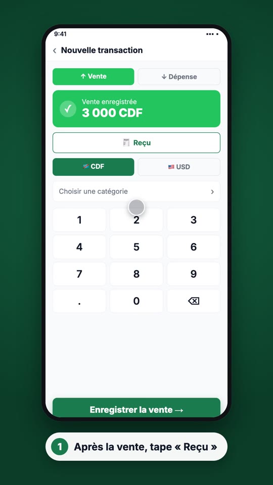 Étape 1 : Ouvre une vente